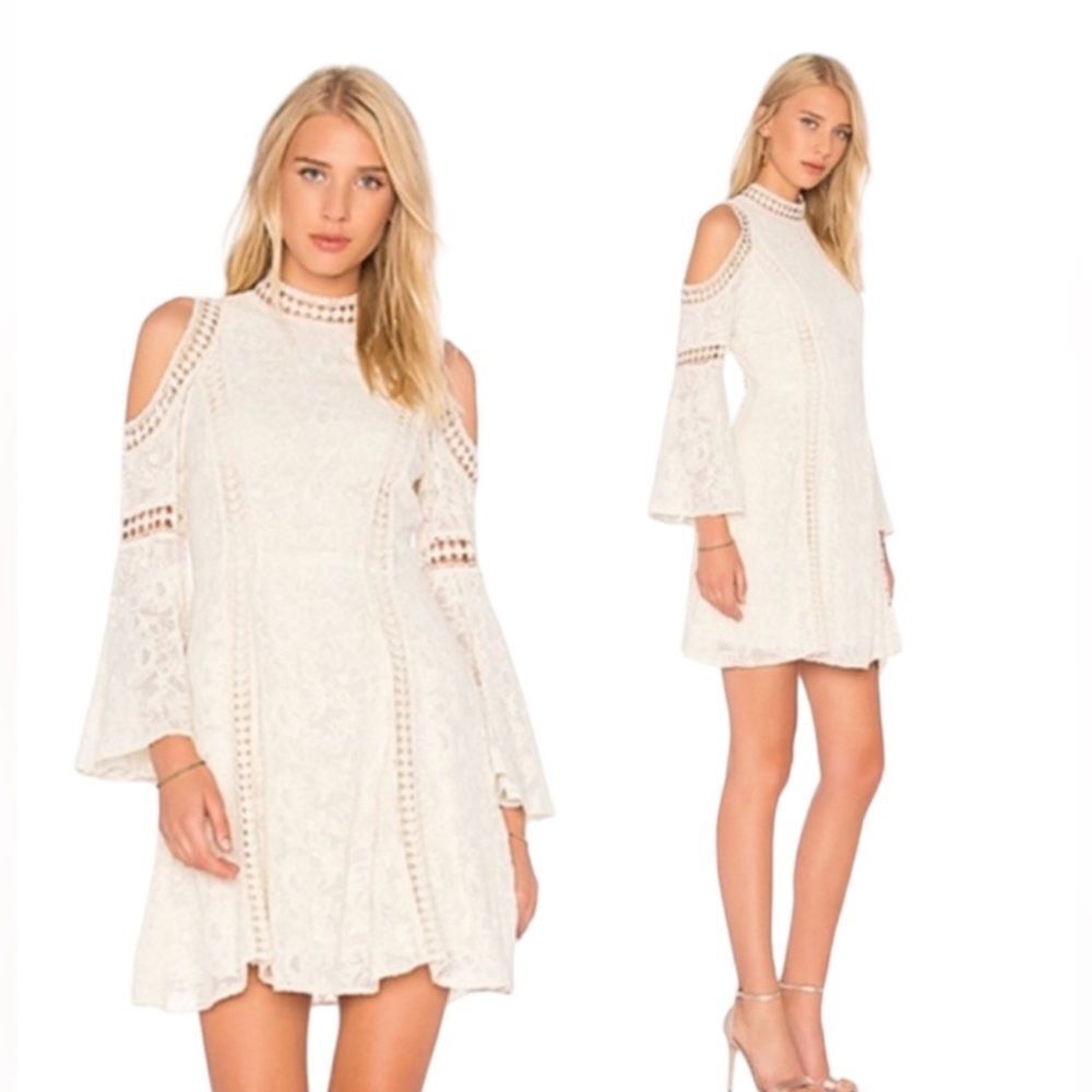 Alice + Olivia Women's Enya Embroidered Floral Cold Shoulder Dress Size 4